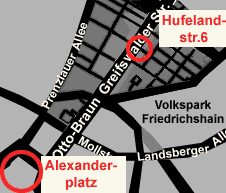 Anfahrtsskizze: Rechtsanwaltskanzlei  Dr. Heinrichs & Krug  Hufelandstr. 6 10407 Berlin Prenzlauer Berg